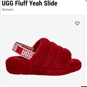 Women’s Red Uggs Fluff Yeahs Size 9